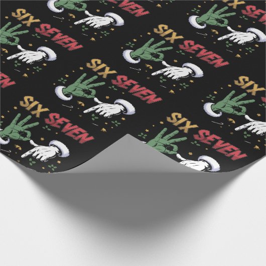 Six Seven Meme Funny Mean Guy Christmas Viral 6 7 Cadeaupapier (Hoek)