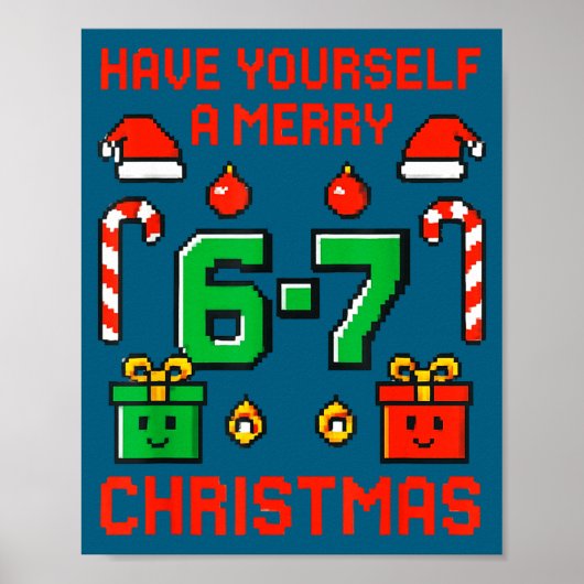 Six Seven Meme Funny Merry 67 Christmas Xmas Pajam Poster (Voorkant)