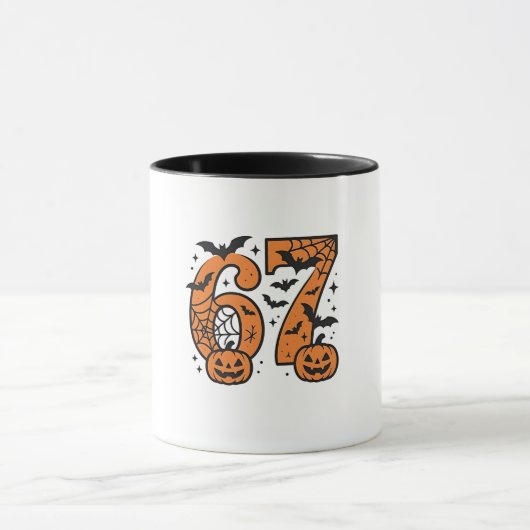 Six Seven Meme Halloween 67 Mason Spooky Mok (Midden)