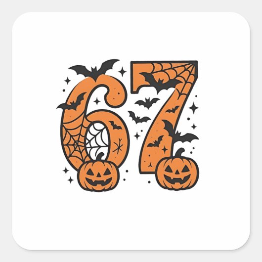 Six Seven Meme Halloween 67 Mason Spooky Vierkante Sticker (Voorkant)