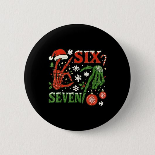 Six Seven Meme Kerstmis 6-7 Kerstmis Skelet Ha Ronde Button 5,7 Cm (Voorkant)