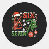 Six Seven Meme Kerstmis 6-7 Kerstmis Skelet Ha Ronde Sticker (Voorkant)