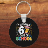 Six Seven Meme overleefde 67 dagen van school leer Sleutelhanger (Voorkant)