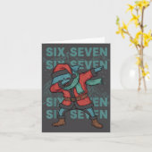 Six Seven Meme Shark Dab Se Dabbing Funny Xmas 67 Kaart (Gele Bloem)