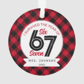Six Seven Meme Teacher Plaid Christmas Ornament (achterkant)