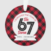 Six Seven Meme Teacher Plaid Christmas Ornament (voorkant)