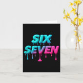 Six Seven Meme voor Gen Alpha Kinder en Volwassene Kaart (Gele Bloem)