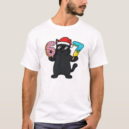 Six Seven Meme Zwarte Kat Kerst Cadeau T-shirt