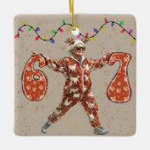 Six Seven Oma in Pyjama Kerst  Keramisch Ornament (Voorkant)