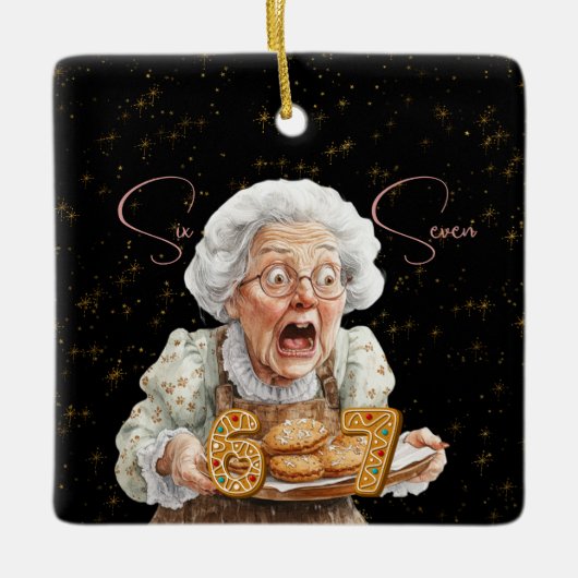 Six Seven On Grannie's Cookie Plate Christmas Keramisch Ornament (Voorkant)
