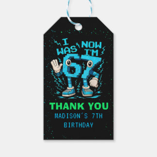 Six Seven Pixel Meme Kids 7th Birthday Gift Tags Cadeaulabel