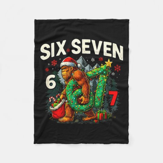 Six Seven Santa Bigfoot Christmas Sasquatch 67 Fun Fleece Deken (Voorkant)