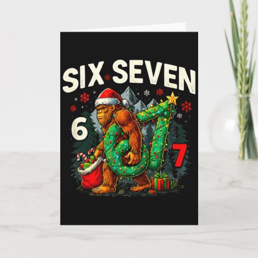 Six Seven Santa Bigfoot Christmas Sasquatch 67 Fun Kaart (Voorkant)