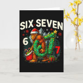 Six Seven Santa Bigfoot Christmas Sasquatch 67 Fun Kaart (Gele Bloem)