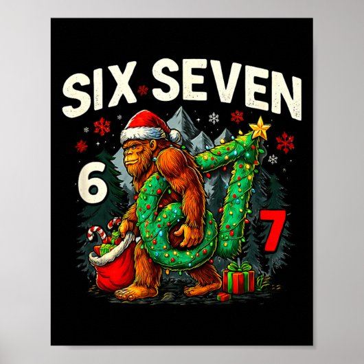 Six Seven Santa Bigfoot Christmas Sasquatch 67 Fun Poster (Voorkant)