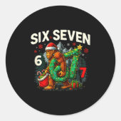 Six Seven Santa Bigfoot Christmas Sasquatch 67 Fun Ronde Sticker (Voorkant)