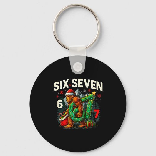 Six Seven Santa Bigfoot Christmas Sasquatch 67 Fun Sleutelhanger (Voorkant)