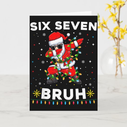 Six Seven Santa Christmas 6 7 Bruh Meme Gen Alpha  Kaart (Gele Bloem)