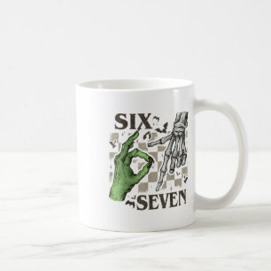 Six Seven Skelet Hand Gebaar Meme Halloween Vrouwe Koffiemok
