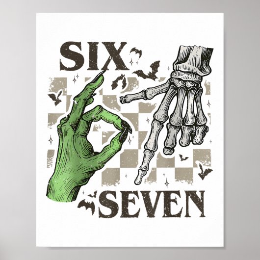 Six Seven Skelet Hand Gebaar Meme Halloween Vrouwe Poster (Voorkant)