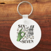 Six Seven Skelet Hand Gebaar Meme Halloween Vrouwe Sleutelhanger (Voorkant)