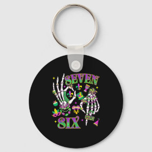 Six Seven Skelet Hand Mardi Gras Carnaval Fleur Sleutelhanger