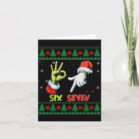 Six Seven Skeleton Meme Christmas Ugly Sweater 67 Kaart (Voorkant)
