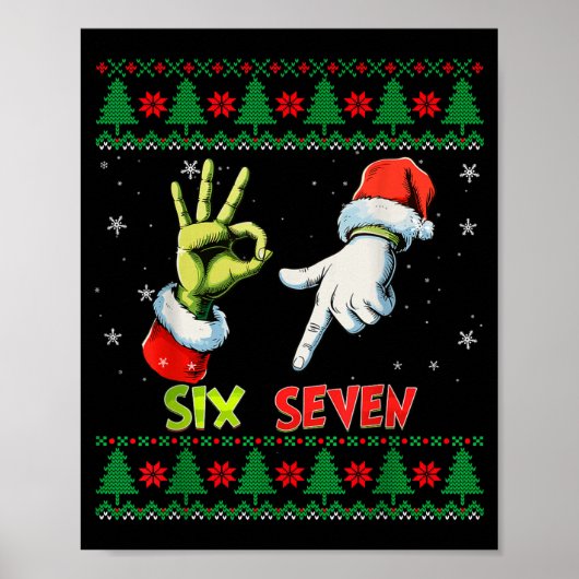 Six Seven Skeleton Meme Christmas Ugly Sweater 67  Poster (Voorkant)