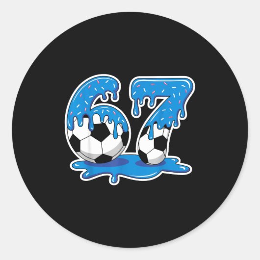 Six Seven Soccer Ice Cream Drip Funny Design  Ronde Sticker (Voorkant)