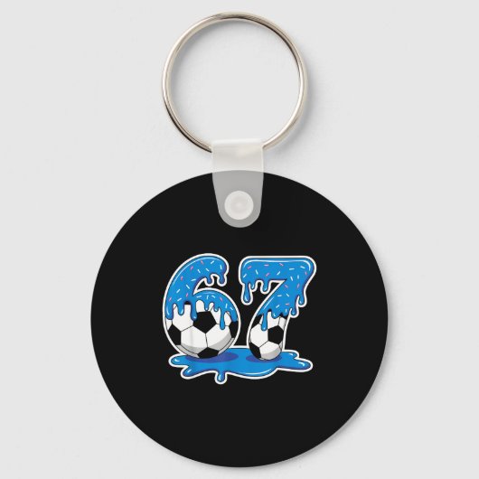 Six Seven Soccer Ice Cream Drip Funny Design Sleutelhanger (Voorkant)