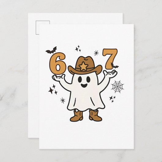 Six Seven Spooky Halloween Sport 67 Mason Meme Aankondigingskaart (Voorkant / Achterkant)