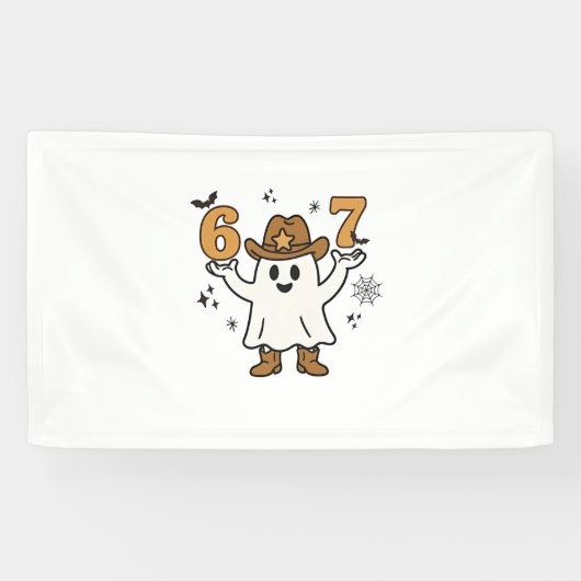 Six Seven Spooky Halloween Sport 67 Mason Meme Spandoek (Horizontaal)