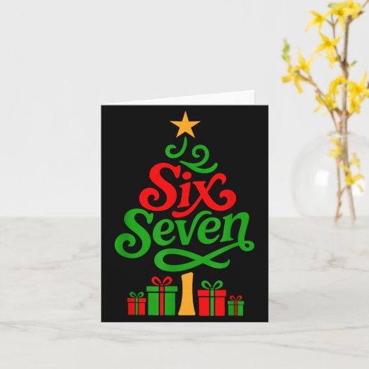 Six Seven Tree Funny Christmas 6 7 Cool Holiday Ri Kaart (Gele Bloem)