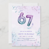 Six Seven trend Purple Kids 7th Birthday Kaart (Voorkant)