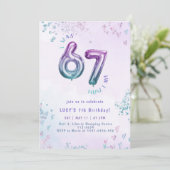 Six Seven trend Purple Kids 7th Birthday Kaart (Staand voorkant)