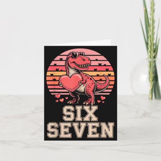Six Seven Valentine’s Day Dinosaur T-rex For Kids  Kaart (Voorkant)