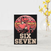 Six Seven Valentine’s Day Dinosaur T-rex For Kids  Kaart (Gele Bloem)