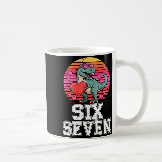 Six Seven Valentine’s Day Dinosaur T-rex For Kids  Koffiemok (Rechts)