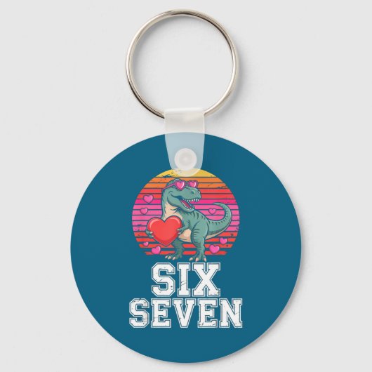 Six Seven Valentine’s Day Dinosaur T-rex For Kids  Sleutelhanger (Voorkant)