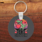 Six Seven Valentine’s Day Dinosaur T-rex For Kids Sleutelhanger (Voorkant)