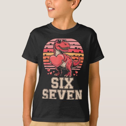 Six Seven Valentine’s Day Dinosaur T-rex For Kids  T-shirt (Voorkant)