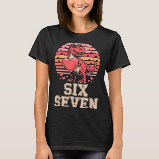 Six Seven Valentine’s Day Dinosaur T-rex For Kids  T-shirt (Voorkant)