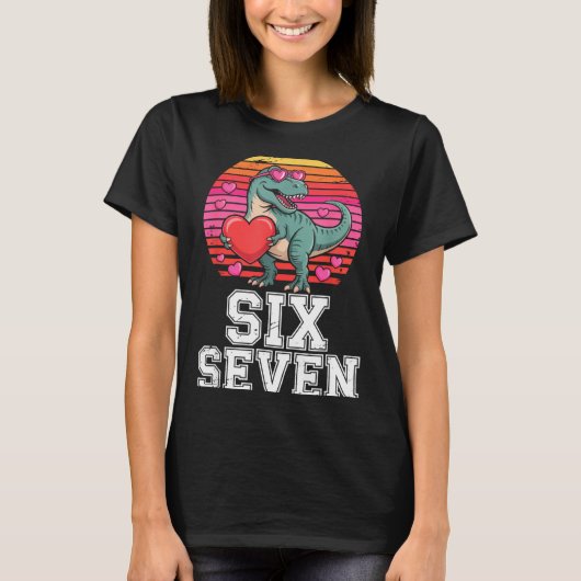 Six Seven Valentine’s Day Dinosaur T-rex For Kids  T-shirt (Voorkant)