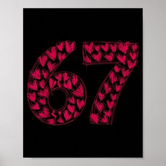 Six Seven Viral Sketch Heart 67 Cute Valentine Sch Poster (Voorkant)