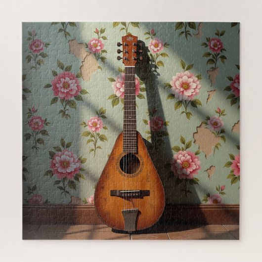 Six-Stringed Dulcimer Vintage Floral Legpuzzel (Verticaal)