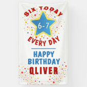 Six Today 6 7 Every Day Meme 6th Birthday Spandoek (Verticaal)