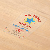 Six Today 6 7 Every Day Meme Star 6th Birthday  Acryl Uitnodigingen (Laagn)