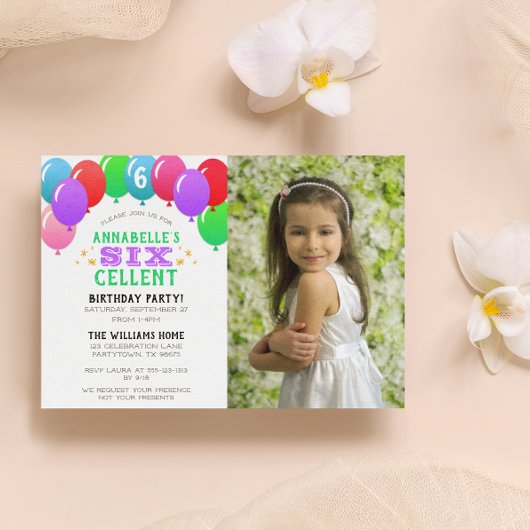 SIXcellent 6th Birthday Paarse foto Kaart
