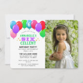 SIXcellent 6th Birthday Paarse foto Kaart (Voorkant)