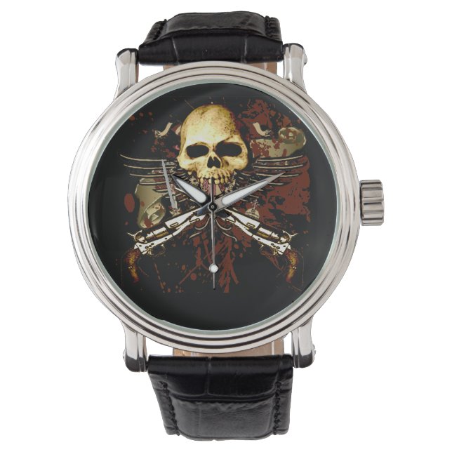Sixgun Schedel Tijdstuk Horloge (Voorkant)